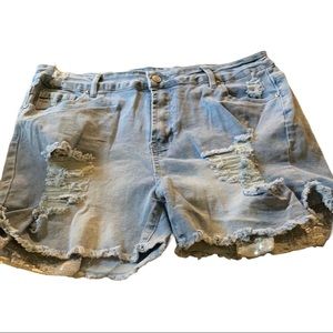 Boyfriend distressed jean shorts